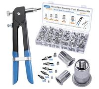 FreeTec 436pcs Rivnut Tool Kit, Rivet Nut RIV Nut Tool Kit, M3 M4 M5 M6 M8 Captive Nuts Rivet Threaded Insert Plier with Mandrels for Metal Pipe Frame Car Furniture Repair