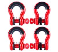 FreeTec D Ring Shackle, 4.75t Large Galvanised Steel Shackle, Pack of 4 Curved Shackles with Eye Bolts, Heavy Shackle Towing Lifting Shekel for Car 4x4 Offroad Winch (Red)