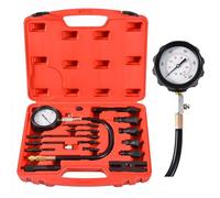 FreeTec Diesel Compression Tester, 1000 PSI 70 Bar Cylinder Compression Tester Kit with Injector Glow Plug Adapters, Direct & Indirect TDI CDI Diesel Engine Pressure Gauge for Car Truck Tractor (Red)