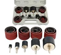 FreeTec Drum Sander Set, 25 Pc Sanding Kit, 80 & 120 Grit Spindle Sleeves With Rubber Drums, 1/8" & 1/4" Drive Bit for Woodworking Press Power Drill