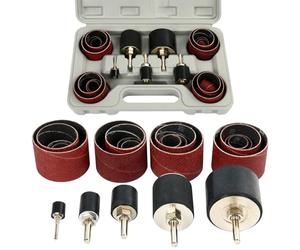 FreeTec Drum Sander Set, 25 Pc Sanding Kit, 80 & 120 Grit Spindle Sleeves With Rubber Drums, 1/8" & 1/4" Drive Bit for Woodworking Press Power Drill