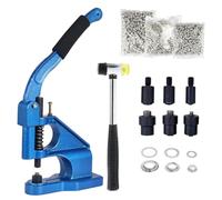 FreeTec Eyelet Punch Kit, 6/10/12mm Eyelet Press Machine, Heavy Duty Grommet Eyelet Machine with 3 Dies 1500PC Sliver Eyelets and Hole Puncher Set for Tarpaulins Curtains Leather Fabrics Belts