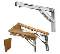 FreeTec Folding Shelf Bracket 12'' Outdoor Heavy Duty Long Release Arm Polished Stainless Steel Folding Shelf Bench Table Folding Shelf or Bracket, Max Load: 550lb/250kg
