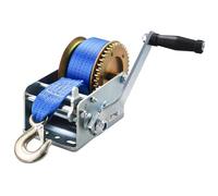 FreeTec Hand Winch with 10 m Webbing 2500 lbs, Cable Winch with Brake for Workshop, Garage, Trailer, Belt Winch for Boats, Trailers, Vehicles, Trucks, Caravans