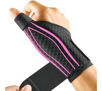 FREETOO Thumb Splint Left Hand for Trigger Thumb, CMC/MCP Arthritis, De Quervain's Tenosynovitis, Sprain,Rose Red/Black, M