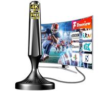 Freeview Indoor TV Antenna, Digital HDTV Aerial with Magnetic Base, Multi-Directional Reception, Compatible with Smart TVs, Older TVs & DVB-T/T2 Systems, 4K Ready, 5M Coaxial Cable