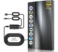 Freeview TV Aerial 600+Miles Range, Upgrade Digital Aerial for TV Indoor/Outdoor with Amplifier Signal Booster,High Gain Stronger Reception HDTV Antenna & 36ft Coax Cable,4K 1080P TV Tuner DVB-T TVs