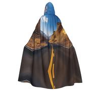 Freeway Highway Road in The Desert Adult Halloween Party Cloak-Stylish Pumpkin Theme Hooded Wizard Robe Cosplay Costumes Black
