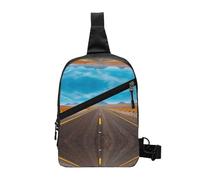 Freeway Highway Road in The Desert Foldable Sport Sling Bag,Lightweight Crossbody Chest Pack with Multiple Pockets,Water-Resistant Polyester Fabric,Compact Travel Daypack