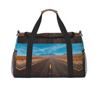 Freeway Highway Road in The Desert Full Print Travel Duffle Bag with Adjustable Shoulder Strap,Large Capacity Twill Polyester Crossbody Bag for Gym,Weekend Trips Outdoor Activities