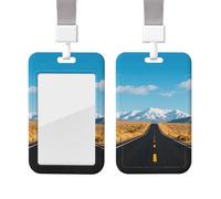 Freeway Highway Road in The Desert Heavy Duty Id Card Badge Holder Plastic Name Tag Badge Holder with Clear Window Waterproof Card Protector Sleeve for Nurse Doctor Teacher Office Employee
