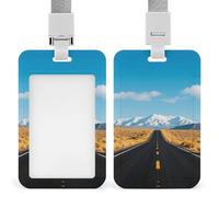 Freeway Highway Road in The Desert ID Badge Holder Retractable Badge Reel Vertical Card Name Tag Holder with Breakaway Lanyard, ID Cards Holders Case for Nurse Security Staff Women Men