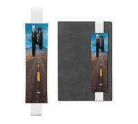Freeway Highway Road in The Desert Print 2pcs Adjustable Elastic Band Pen Holder Pu Leather Pen Sleeve Pouch for Hardcover Journals, Notebooks for Back to School Gift
