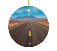 Freeway Highway Road In The Desert Print Christmas Ornaments Couple Gifts For Him Her Christmas Tree Decoration Ceramic Hanging Ornament Anniversary