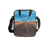 Freeway Highway Road In The Desert Print Clear Pvc Waterproof Tote Transparent See Through Lunch Handbag,Travel Toiletry Bag,Women Men Work Shopping