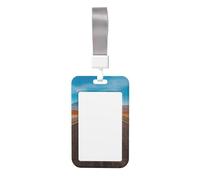 Freeway Highway Road in The Desert Print Id Badge Holder Sliding Card Holder Vertical Card Protector Cover Case Teacher Lanyard for Office Women Men