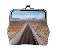 Freeway Highway Road In The Desert Small Coin Purse For Women Girls Pu Leather Change Purse Wallets Key Bags Kiss-Lock Mini Coin Pouch For Women Girls