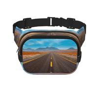 Freeway Highway Road in The Desert Square Double-Layer Waist Bag with All-Over Print,Durable Twill Fabric, Multi-Pocket Fanny Pack for Outdoor Sports Travel