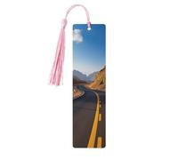 Freeway Highway Road in The Desert Wooden Bookmark with Tassels, Natural Rectangle Wood Craft Tags, Gifts for Men and Women