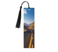Freeway Highway Road in The Desert Wooden Bookmark with Tassels, Natural Rectangle Wood Craft Tags, Gifts for Men and Women