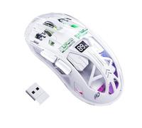 FREEWOLF A2 Wireless Gaming Mouse, Dual Mode 2.4G/Bluetooth PC Gaming Mice, Ergonomic RGB Mouse with Battery Display Screen, Transparent Shell, PixArt 3212 4000 DPI 5 Adjust, for Win/MAC, Glazed White