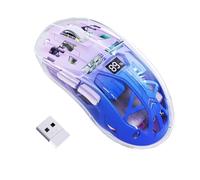 FREEWOLF A2 Wireless Gaming Mouse, Dual Mode 2.4G/Bluetooth PC Gaming Mice, Ergonomic RGB Mouse with Battery Display Screen, Transparent Shell, PixArt 3212, 4000 DPI, for Win/MAC, Twilight Purple