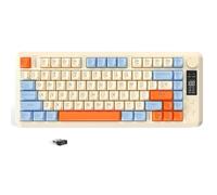 FREEWOLF M75 Dual-Mode Wireless Keyboard, BT+2.4G Connection, Knob Control&Display Screen, 82-key Compact PBT Gradient Keycaps, Rainbow Light, 2000mAh, Full-Key Non-Conflict for Mac/Win-Blueberry