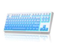 FREEWOLF M87V2 Wireless Keyboard, Tri Mode-BT/2.4G/Wired, Silent and smooth, 4000mAh, Side-printed Keycap, QWERTY US layout, Anti-ghosting, 16M RGB Gaming Keyboard for MAC/Win (Blue)