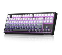 FREEWOLF M87V2 Wireless Keyboard, Tri Mode-BT/2.4G/Wired, Silent and smooth, 4000mAh, Side-printed Keycap, QWERTY US layout, Anti-ghosting, 16M RGB Gaming Keyboard for MAC/Win (Night)