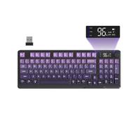 FREEWOLF M96 Wireless Gaming Membrane keyboard, Knob Control BT/2.4G Wireless, Mechanical Feeling, RGB LED Backlit with Display Screen, PBT Keycap, 3000mAh, US Layout for Win/Mac - Purple Gradient