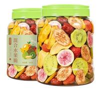 Freeze Dried Fruit Crisps,Mixed Variety of Dried Fruit Chips,250g/Can,dehydration Strawberry Fruit Jackfruit Figs Yellow Peaches Bananas Kiwifruit, Healthy Leisure Snacks, Leisure Food, Vegan (1 can)