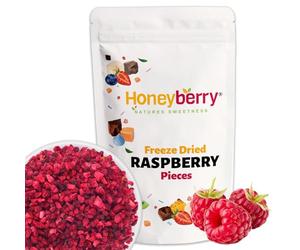 Freeze Dried Raspberry Pieces 500g - Premium Freeze-Dried Fruit Bits - 100% Natural, No Added Sugar or Preservatives Raw Dry Raspberry Grit for Baking, Cake Decorations, Yogurt, Porridge Oat, Smoothie