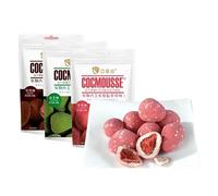Freeze dried strawberries, chocolate freeze dried, freeze dried candy snacks 60g/2.12oz, candied fruit preserves, healthy crisp dried fruit snacks, vegetarian, wedding candy (3 flavors mixed,3 packs)