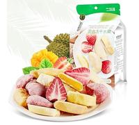 Freeze-dried strawberry durian mango,healthy nutrition food,yogurt water fruit vegetable crisp,dessert,snack food,snack gift,Candied fruit,Fruit & Chewy (Mixed 3 flavors,2 bags)