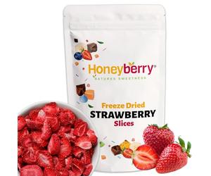 Freeze Dried Strawberry Slices 150g - 100% Natural Healthy Dry Strawberry - Perfect for Snacking, as Cake Decorations and Cocktail Garnish - Dehydrated from Frozen Berry Fruits for Drinks and Snack