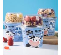 Freeze-dried Yellow Peach Strawberry Fruit cereal (180g*3/6can) Cereals Yogurt,Healthy Nutritious Breakfast,Dried Fruit,Convenient Meal Replacement,Delicious Snack Gifts (Mixed taste,6 cans)