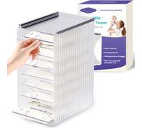 Freeze Organizer and Tower for Breastmilk Storage Bags, First-in First-Out Container Storing System with Quick-Freeze Tray to Freezing Breastmilk, Reusable and Breastfeeding Essentials