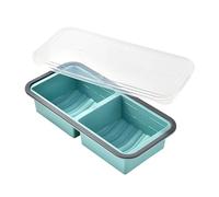 Freeze Preservation Silicone Ice Tray with Lid - Giant Large Mold for Food Storage & Baking Kitchen Use(Blue-2Grid)