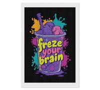 Freeze Your Brain Diamond DIY Painting Kits Square Full Drill Digital Art Craft for Home Office Wall Decor
