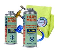FreezeEco 2 x 2-in-1 Replacement Refrigerant R134a A/C with Oil + Hose + Cloth