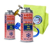 FreezeEco 2x 3-in-1 R134a Replacement Refrigerant for Air Conditioning with Oil and Sealant + Hose + Cloth