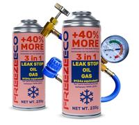 FreezeECO 3pcs SET: 2x 3in1 LeakStop/Oil/Gas 235g Type A + Pressure Hose 15/30cm FE Type A [R134a/R12 equivalent - Cars 1995-2016] Type A (11.5mm) 470g