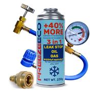 FreezeECO 3pcs SET: 3in1 LeakStop/Oil/Gas 235g Type A + Pressure Hose 15/30cm FE Type A + YF Adapter [R1234yf equivalent - Vehicles after 2017] Type A (11.5mm) 235g