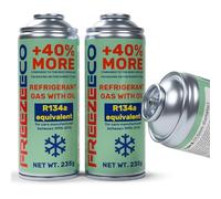 FREEZEECO Replacement Refrigerant R134a for Car Air Conditioners - 2 Cans 2-in-1, 235g