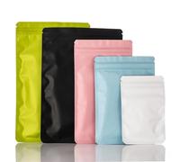 freezer bags， Metallic Mylar Heat Sealable Flat Zip Lock Bags Pack of 100 Multicolor Multiple Sizes(13x21cm (5x8in),Pink)