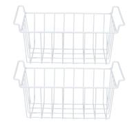 Freezer Basket Organizer Steel Wire PE Coating Space Saving Refrigerator Storage Bin for Kitchen Home Organization 39x24.5x20cm 2 Pack (White)