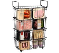 Freezer Baskets 4-Pack Freezer Baskets for Chest Freezers for Chest Freezer - Chest Freezer Baskets Organize and Store Food with Handles Improved Air Circulation for Freshness Black