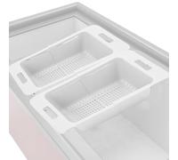 Freezer Baskets, Deep Freezer Chest Freezer Organizers with Handle, Expandable Vegetable Washing Baskets, Universal Freezer Storage Bins, Freezer Organization Accessories (White)