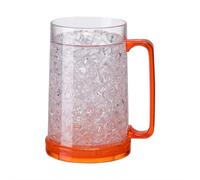 Freezer Beer Mugs, 16 oz Clear Double Wall Gel Frosty Ice Mugs with Handles, Perfect Frozen Beer Mugs for Home Bar Accessories, Gifts for Men