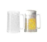 Freezer Beer Mugs,Beer Mugs with Gel Freezer 16 oz,Double Wall Gel Frosty Freeze r Ice Mug,Plastic BeerMugs with Handles,for Parties and Gifts